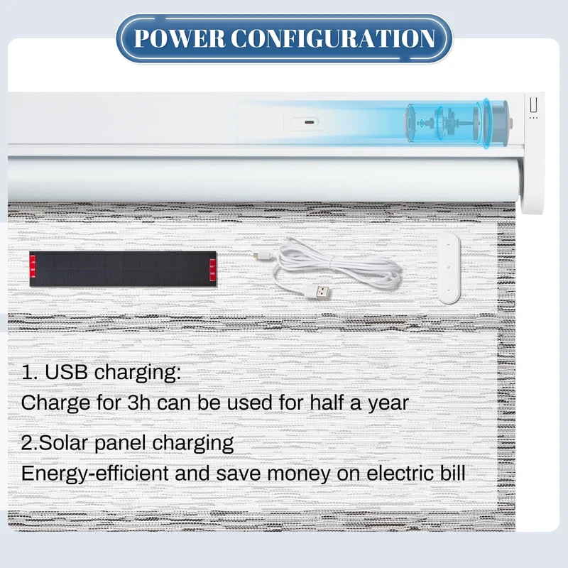 Motorized | Blackout | Rechargeable | Roller Shades | Textured Fabric | Customizable