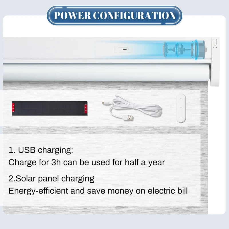 Motorized | Blackout | Rechargeable | Roller Shades | Textured Fabric | Customizable