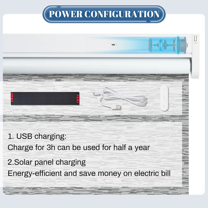 Motorized | Blackout | Rechargeable | Roller Shades | Textured Fabric | Customizable