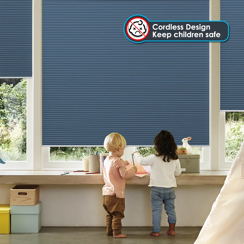 Cordless | Blackout | Free-Stop | Cellular Shades | Blue