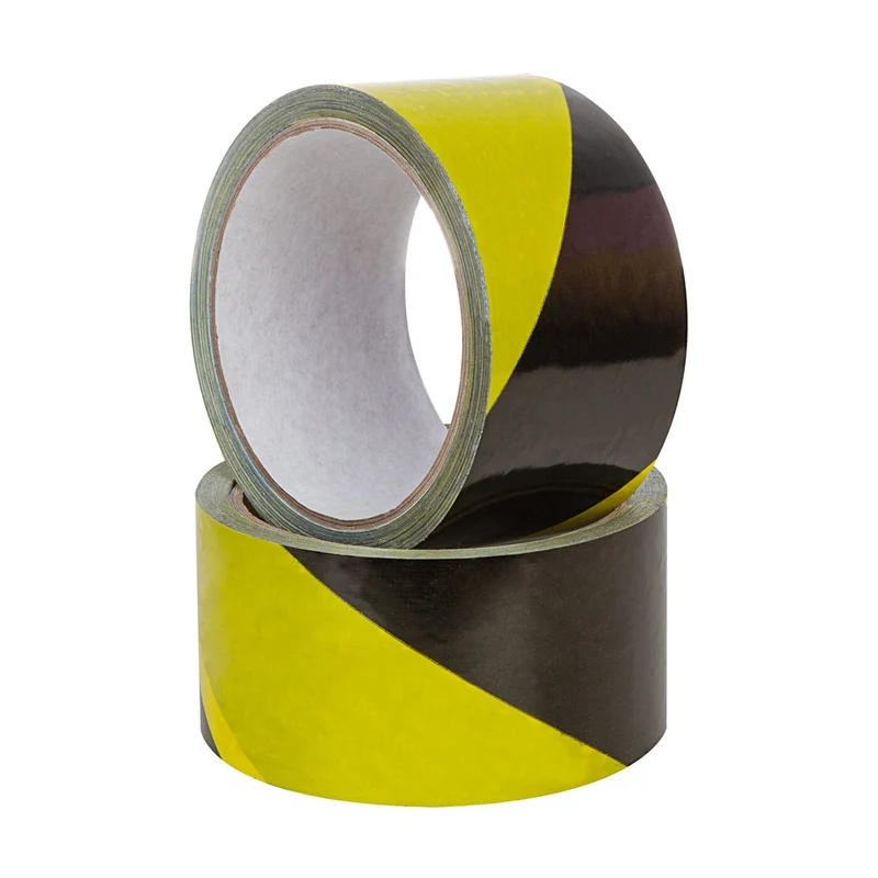 Schwarz-Gelbes Warnband PVC Solvent 50 mm x 33 m
