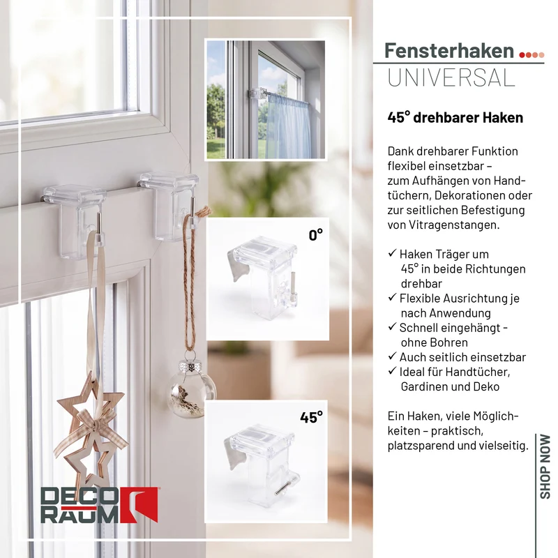 Fensterhaken Transparent Universal