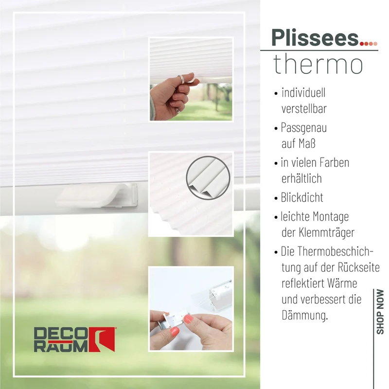 Thermo-Klemmfix-Plissee – ohne Bohren