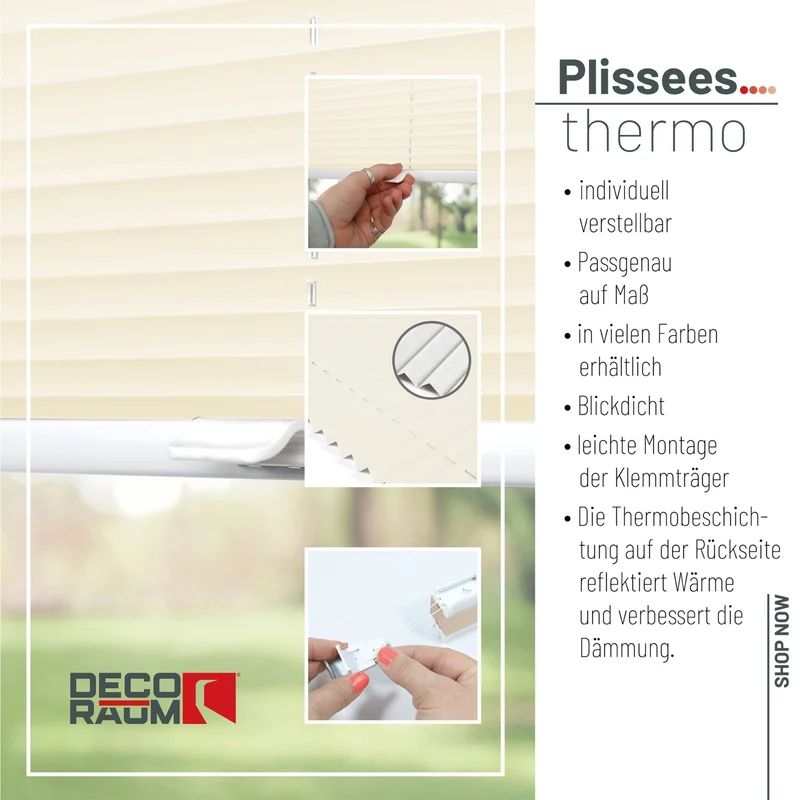 Thermo-Klemmfix-Plissee – ohne Bohren