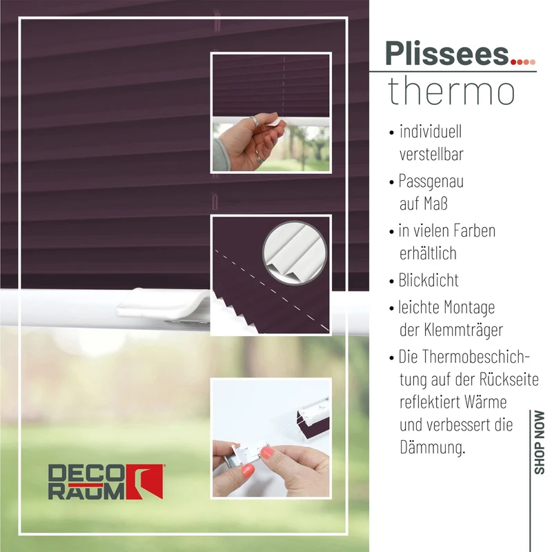 Thermo-Klemmfix-Plissee – ohne Bohren