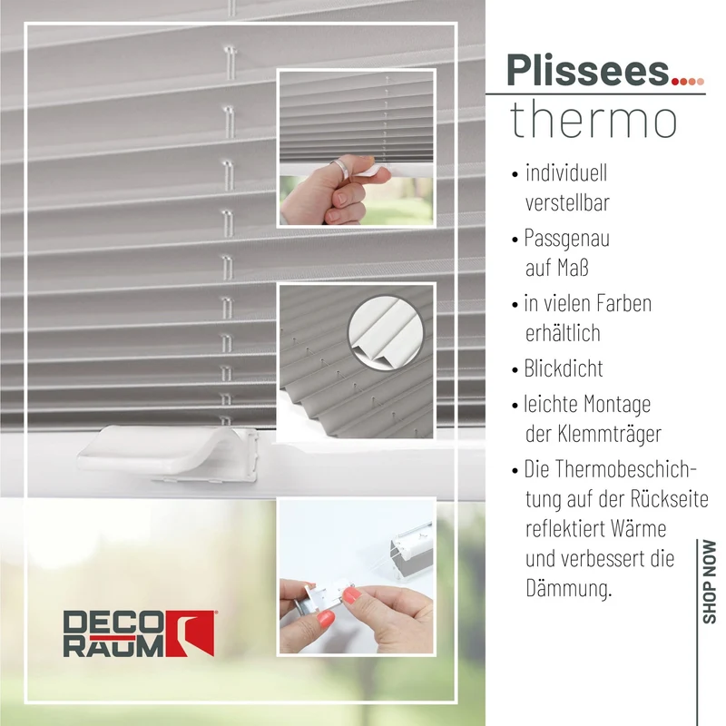 Thermo-Klemmfix-Plissee – ohne Bohren