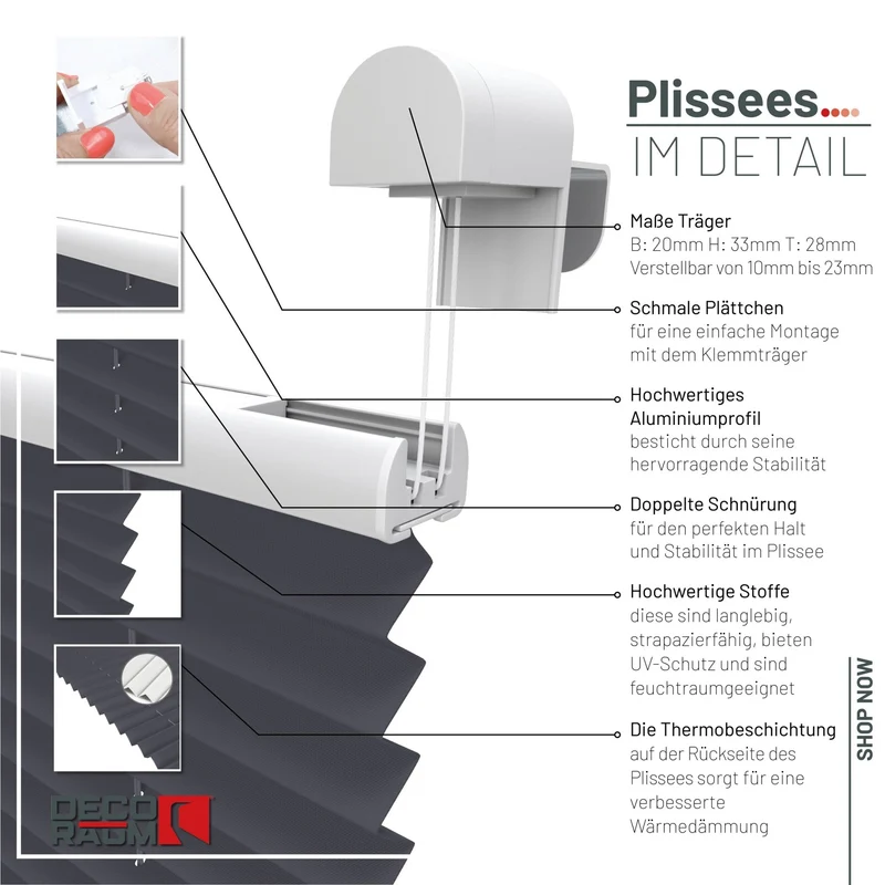 Thermo-Klemmfix-Plissee – ohne Bohren