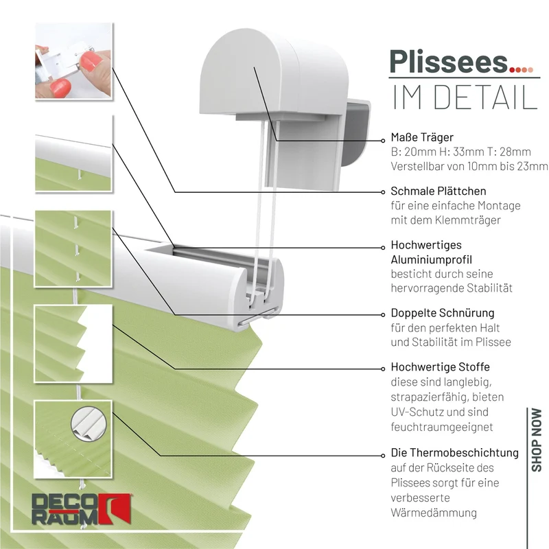 Thermo-Klemmfix-Plissee – ohne Bohren
