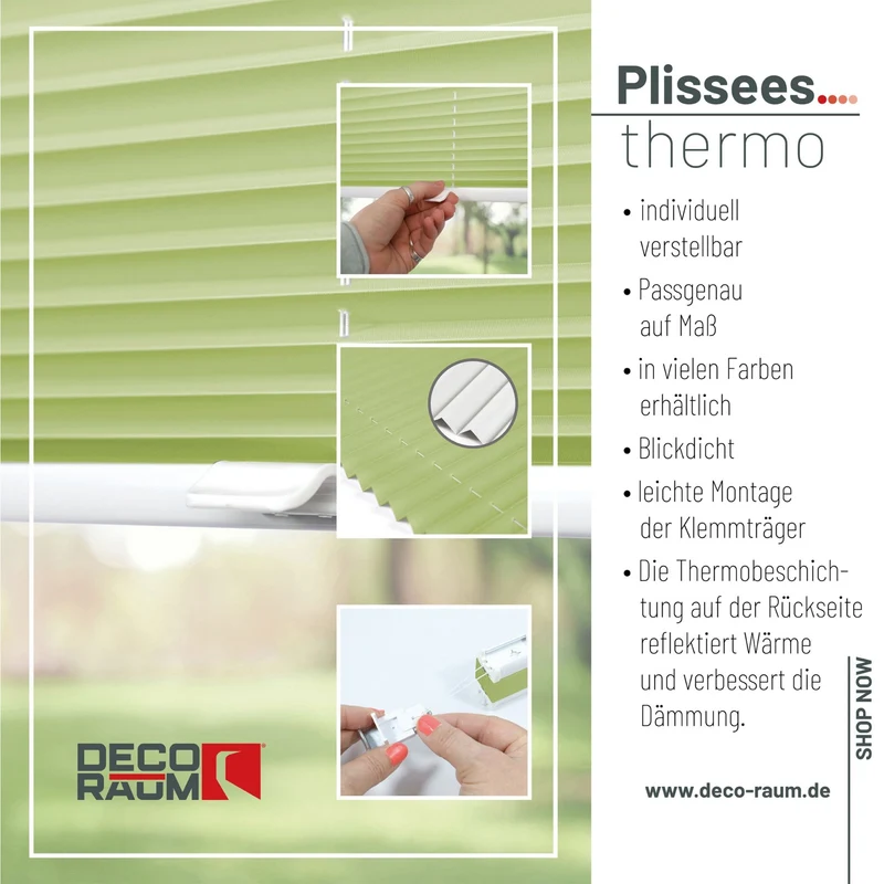 Thermo-Klemmfix-Plissee – ohne Bohren