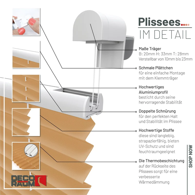 Thermo-Klemmfix-Plissee – ohne Bohren