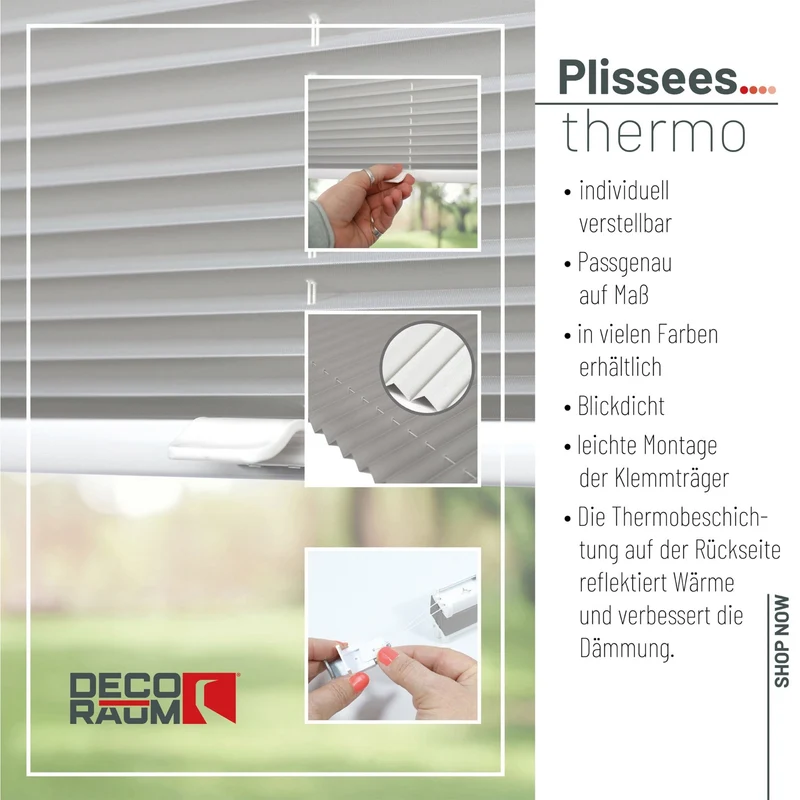 Thermo-Klemmfix-Plissee – ohne Bohren
