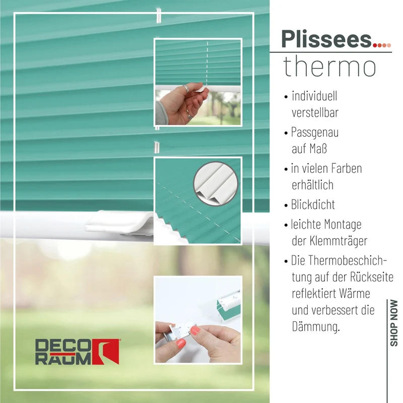 Thermo-Klemmfix-Plissee – ohne Bohren