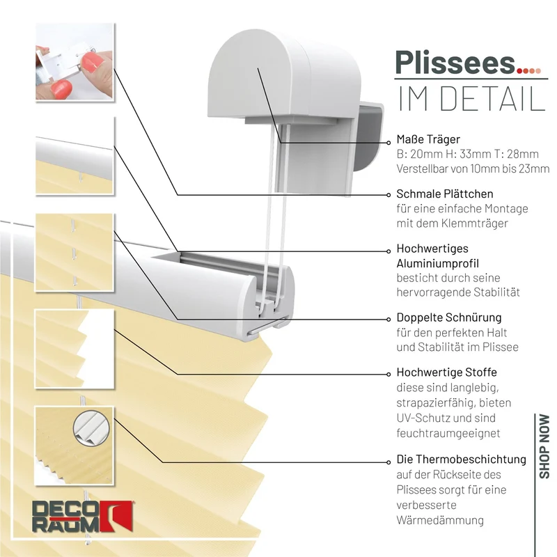 Thermo-Klemmfix-Plissee – ohne Bohren