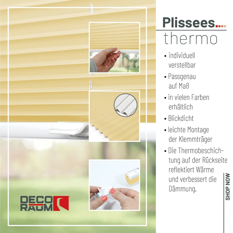 Thermo-Klemmfix-Plissee – ohne Bohren