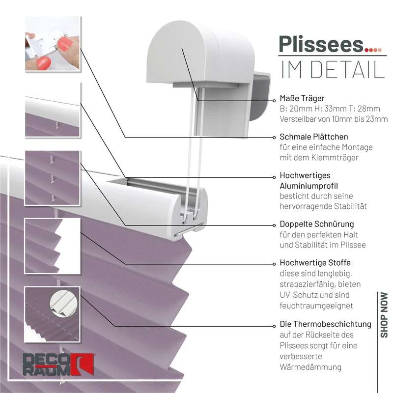 Thermo-Klemmfix-Plissee – ohne Bohren