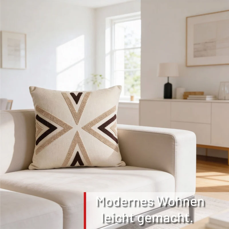 Dekokissen Nordic Arrow Beige 45x45 cm mit Füllung | OEKO-TEX®