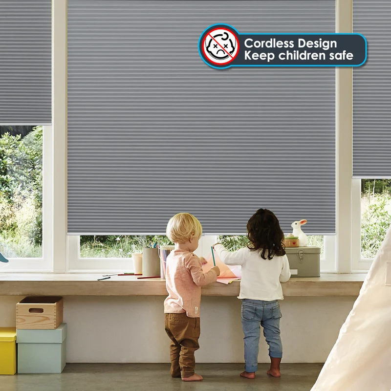Cordless | Blackout | Free-Stop | Cellular Shades | Gray