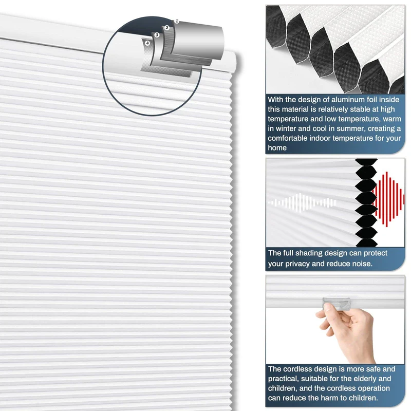 Cordless | Blackout | Free-Stop | Cellular Shades | White