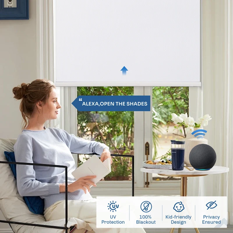 Motorized | Blackout | Rechargeable | Roller Shades | with Cassette | Colored Fabric | Customizable