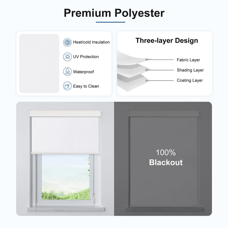 Motorized | Blackout | Rechargeable | Roller Shades | with Cassette | Colored Fabric | Customizable