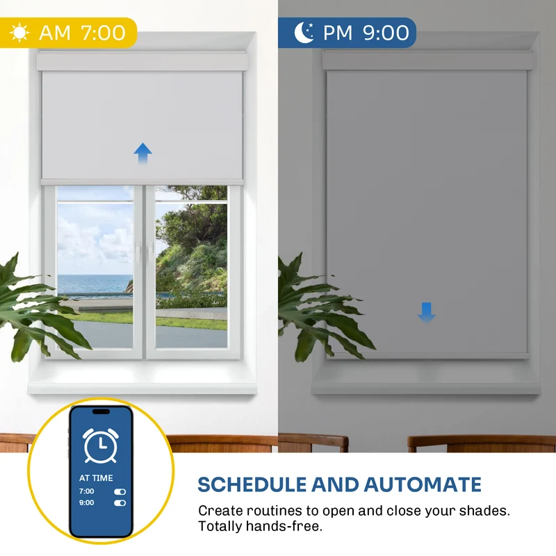 Motorized | Blackout | Rechargeable | Roller Shades | with Cassette | Colored Fabric | Customizable