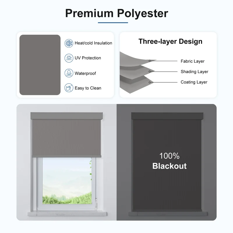 Motorized | Blackout | Rechargeable | Roller Shades | with Cassette | Colored Fabric | Customizable