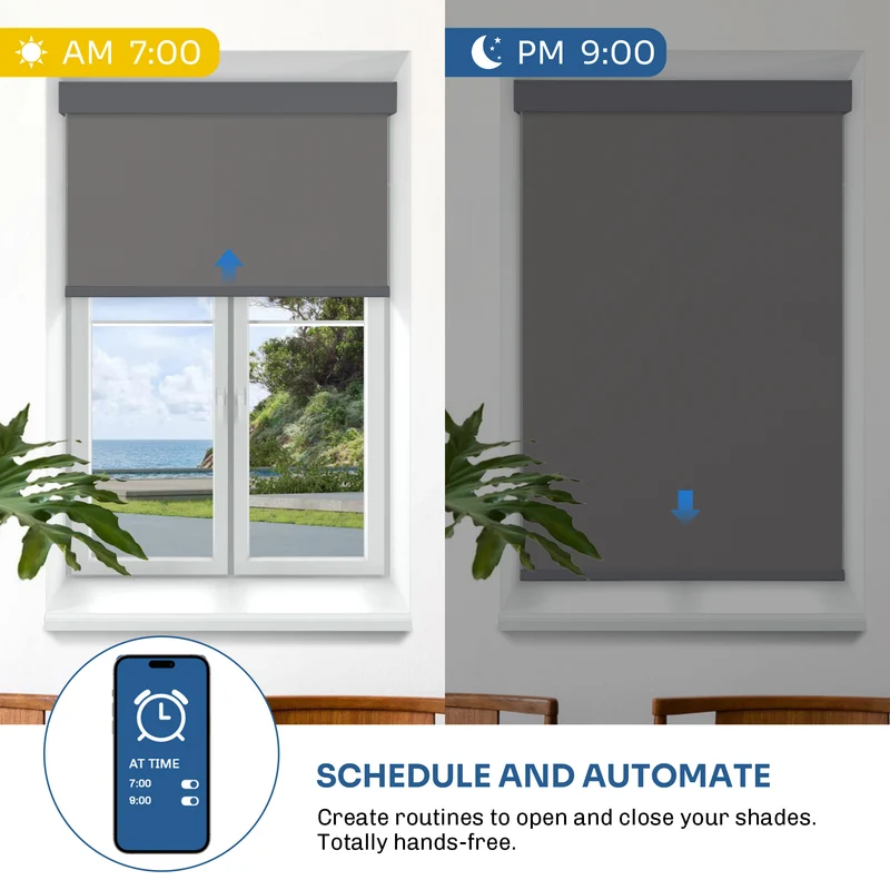 Motorized | Blackout | Rechargeable | Roller Shades | with Cassette | Colored Fabric | Customizable