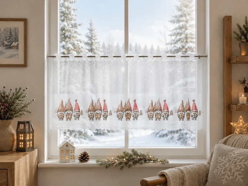 Scheibengardine Wichtel Weihnachten HxB 50x140cm 2373