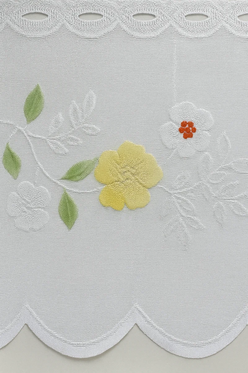 Bistro Bogen Scheibengardine 2340 Set 2 tlg. weiß Gardine Panneau Blume Küche