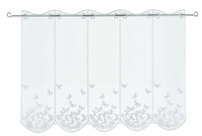 Scheibengardine Schmetterling Voile bestickt weiß versch. Höhen
