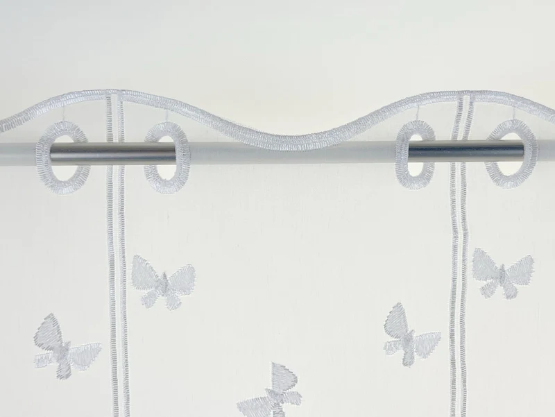 Scheibengardine Schmetterling Voile bestickt weiß versch. Höhen