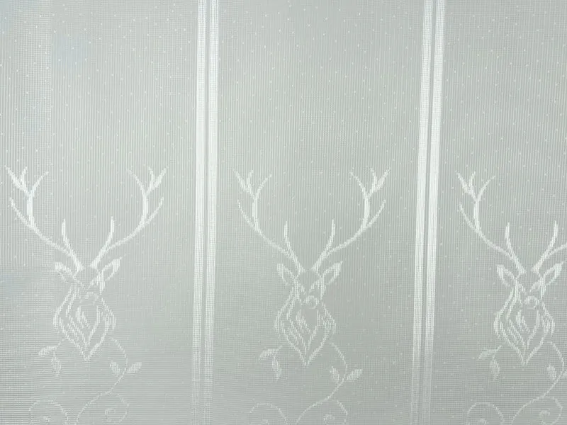 Scheibengardine Jacquard Hirsch weiß Höhe 60cm versch. Breiten