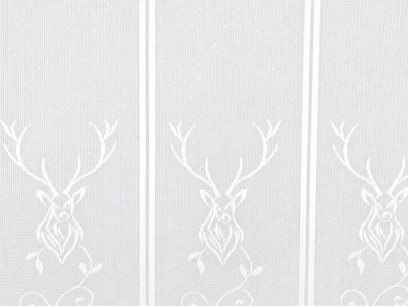 Nach Maß Scheibengardine Jacquard Hirsch weiß Höhe 45/60/75/90cm