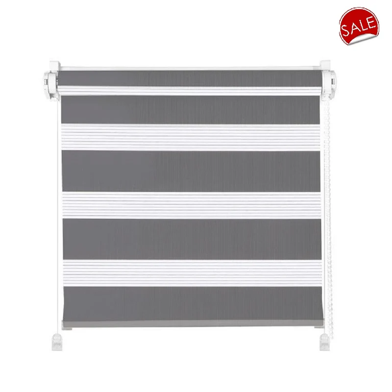 Klemmfix Click Doppelrollo 3 in 1 grau / stahl BxH 87x170cm