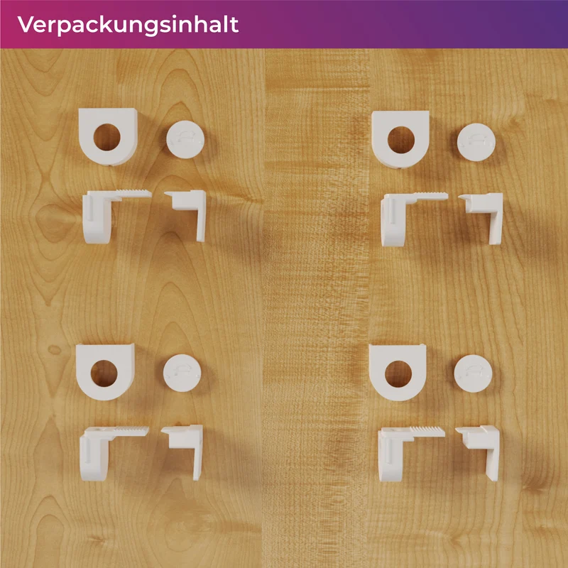 4x-Set Schmale Klemmfix-Halter zum Anklemmen von verspannten Plissees am Fensterrahmen