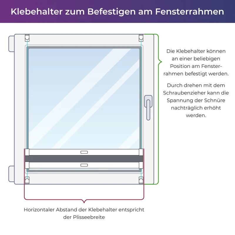 4x-Set Halter zum Ankleben von verspannten Plissees