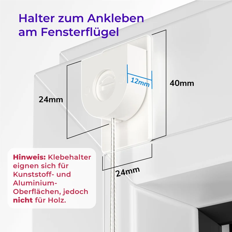 4x-Set Halter zum Ankleben von verspannten Plissees