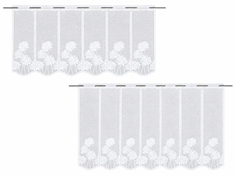 Nach Maß Scheibengardine Jacquard Bistrogardine Margerite weiß Höhe 45/60cm