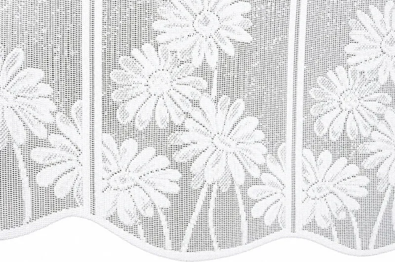 Nach Maß Scheibengardine Jacquard Bistrogardine Margerite weiß Höhe 45/60cm