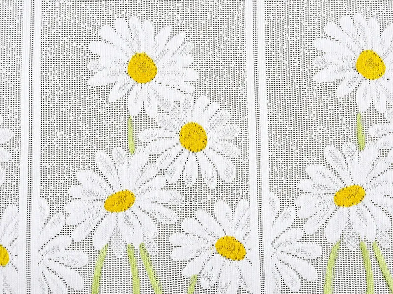 Nach Maß Scheibengardine Jacquard Bistrogardine Margerite gelb weiß Höhe 45/60cm