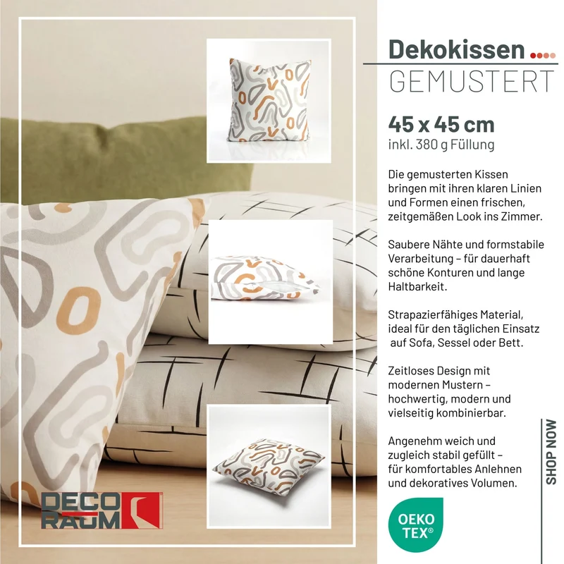 Dekokissen Modern Art 45x45 cm mit Füllung | OEKO-TEX®