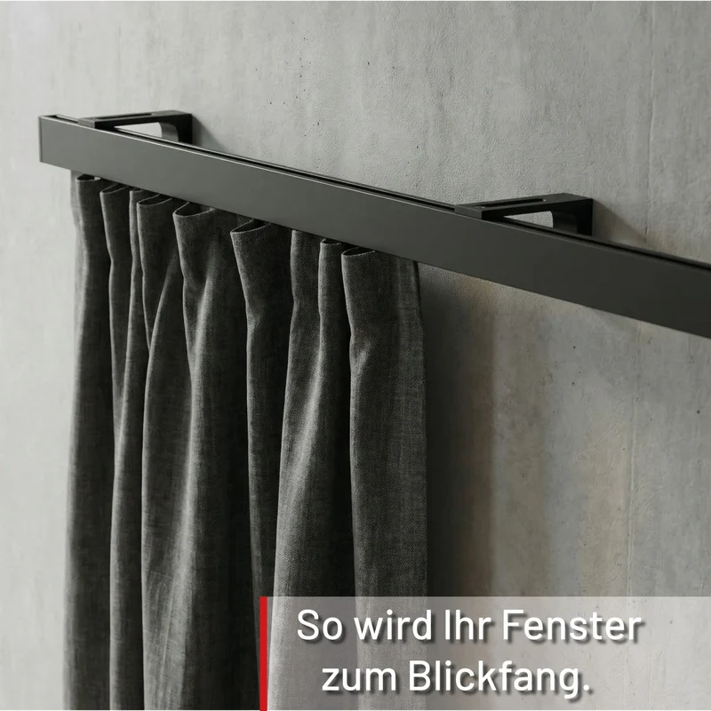 Gardinenschiene Innenlauf auf Maß 1-läufig Schwarz - Serie Loft