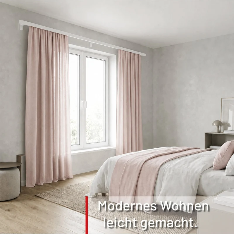 Gardinenschiene Innenlauf auf Maß 1-läufig Weiß - Serie Loft