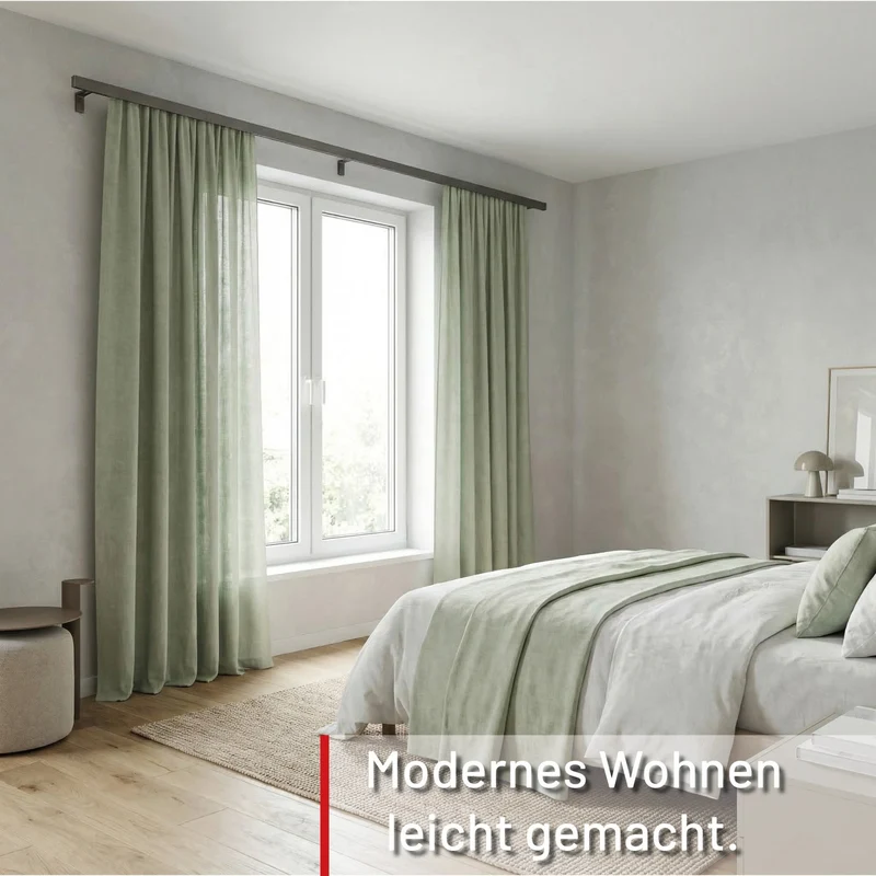 Gardinenschiene Innenlauf auf Maß 1-läufig Edelstahl-optik - Serie Loft