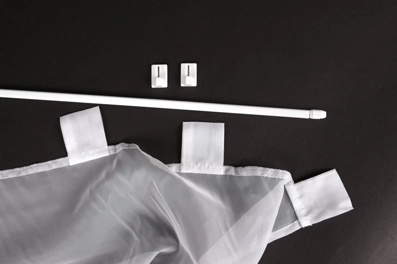 Vitragenstangen Set mit Gardine und Klebehaken