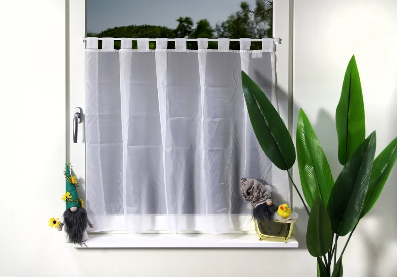 Vitragenstangen Set mit Gardine und Klebehaken