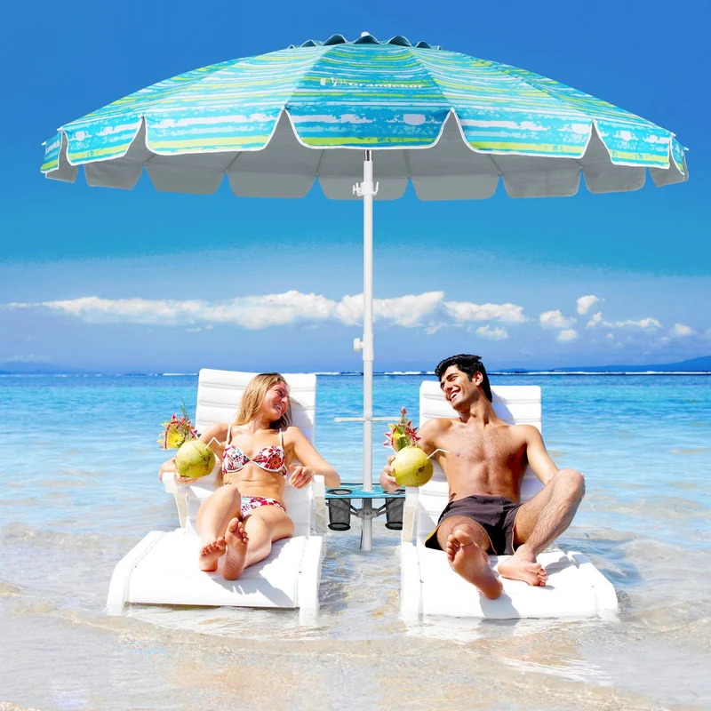 8.5ft | Built-in Table Tray & Hook | Beach Umbrella