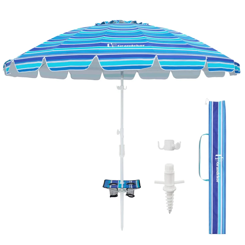 8.5ft | Built-in Table Tray & Hook | Beach Umbrella