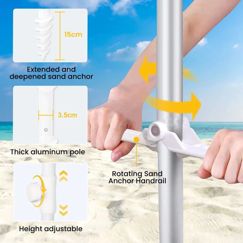 8.5ft | Built-in Table Tray & Hook | Beach Umbrella
