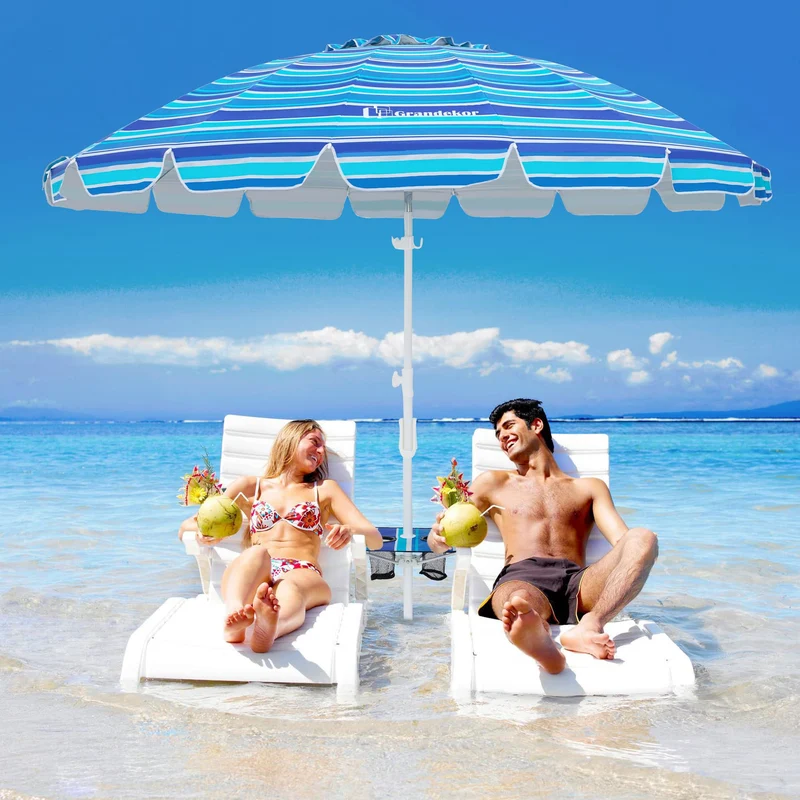 8.5ft | Built-in Table Tray & Hook | Beach Umbrella